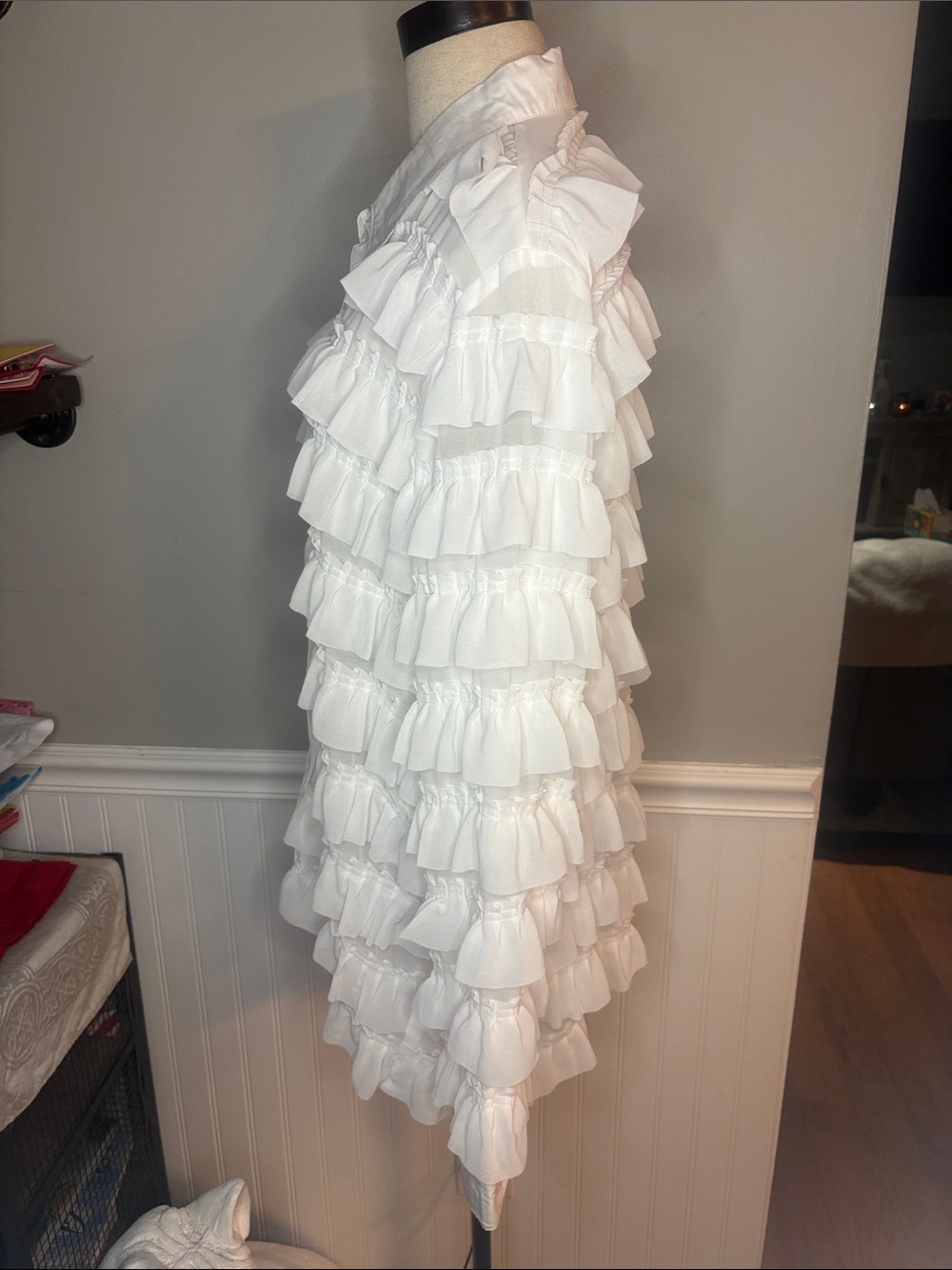 Mazik White Ruffled Button-Down Blouse - Picture 2 of 5